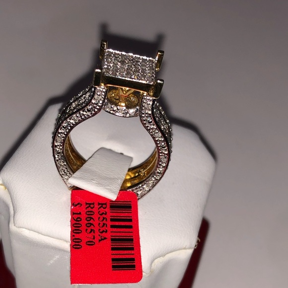 10k gold vermeil REAL Diamond stunning exclusive custom diamond ring not CZ wow! - Picture 6 of 9